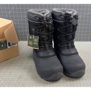 Kamik Kids Luke 3 Size 5 Youth Winter Snow Boots Black Waterproof New